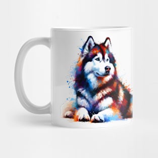 Majestic Siberian Husky in Vibrant Splash Art Style Mug